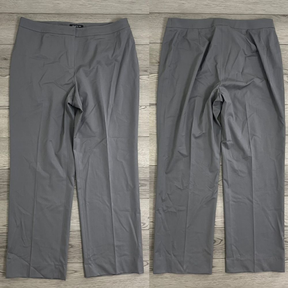 Lafayette 148 Womens Size 16 Gray Barrow Wool Wide Leg High Rise Trouser Pants